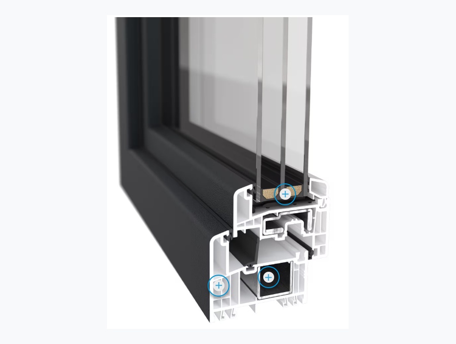 GEALAN S 9000 PVC-U window profile and triple-glazing system visualization